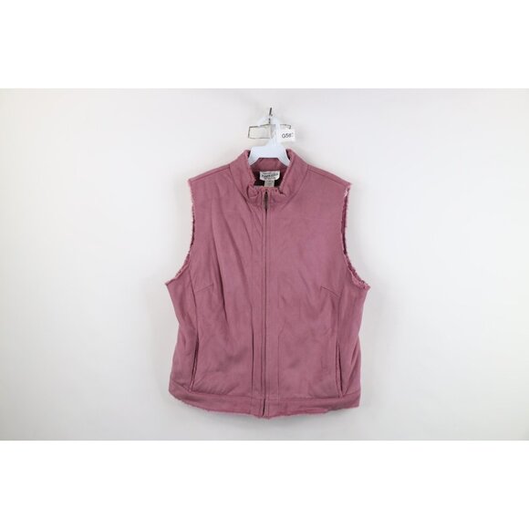 Vintage 90s Pendleton Womens 1X Deep Pile Fleece Lined Microfiber Vest Jacket - Picture 1 of 14